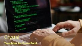  Presentation with developer - Slides having hands-of-modern-programmer background and a tawny brown colored foreground