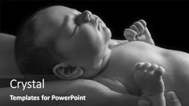  Presentation with parents - Amazing slide deck having hands of parents holding cute little baby on dark background backdrop and a dark gray colored foreground