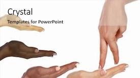  Presentation with human - Presentation theme having hands of persons of different background and a white colored foreground