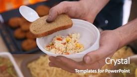  Presentation with poverty - Slide set featuring hands of poor man holding background and a coral colored foreground