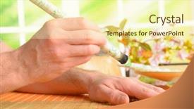  Presentation with professional - Amazing presentation theme having hands of practitioner over patient backdrop and a  colored foreground