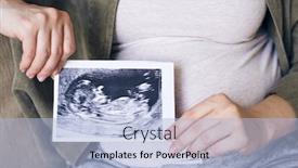  Presentation with pregnant woman - Colorful PPT theme enhanced with hands-of-pregnant-woman backdrop and a light blue colored foreground