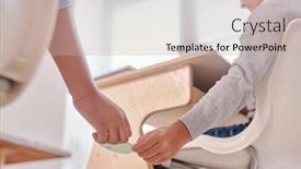  Presentation with notepaper - PPT theme having hands-of-schoolgirls-passing-each background and a mint green colored foreground