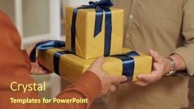  Presentation with celebration life - Presentation theme with hands-of-senior-man-passing background and a tawny brown colored foreground