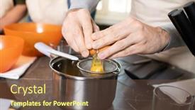  Presentation with apron - Colorful presentation design enhanced with hands-of-senior-man backdrop and a tawny brown colored foreground