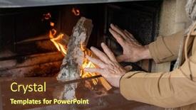  Presentation with brown - Colorful presentation design enhanced with hands-of-senior-man backdrop and a tawny brown colored foreground
