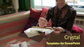  Presentation with holding hands - Slide deck enhanced with hands-of-senior-woman-holding background and a tawny brown colored foreground