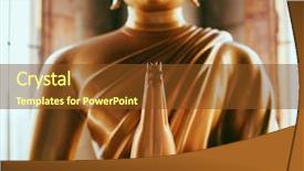  Presentation with buddha - Audience pleasing presentation consisting of buddhist sculptures - close upof the hands backdrop and a tawny brown colored foreground