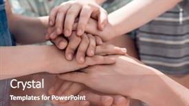  Presentation with joint venture hand together - PPT theme with hands of the family are background and a coral colored foreground