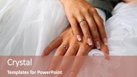  Presentation with wedding rings - Amazing presentation having hands of the groom and the bride with wedding rings backdrop and a coral colored foreground