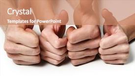  Presentation with group - Slide deck consisting of hands-of-the-group background and a coral colored foreground