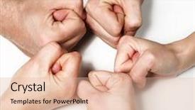  Presentation with group - PPT theme with hands-of-the-group background and a lemonade colored foreground