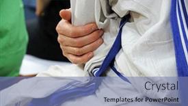  Presentation with nun - Presentation design featuring hands-of-the-missionaries background and a seafoam green colored foreground