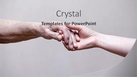  Presentation with old man - Slides with hands-of-the-old-man background and a light gray colored foreground