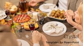  Presentation with praying hands - Slide set featuring hands-of-three-family-members background and a coral colored foreground