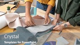  Presentation with fabric - Slide set with hands-of-two-female-designers background and a gray colored foreground