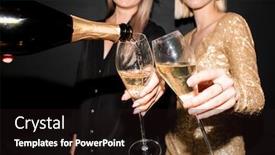  Presentation with elegant party - Presentation theme having hands-of-two-young-elegant background and a wine colored foreground