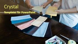  Presentation with textile - Slide deck featuring hands-of-two-young-female background and a tawny brown colored foreground