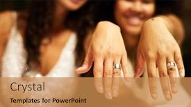  Presentation with married - Slide set with hands-of-two-young-intercultural background and a gold colored foreground