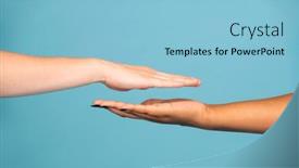  Presentation with dark skin - Beautiful slides featuring hands-of-two-young-women backdrop and a light blue colored foreground