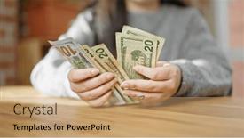  Presentation with counting - Theme with hands-of-woman-counting-dollars and a  colored foreground