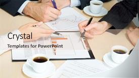  Presentation with team hands - PPT theme having hands of working businesspeople background and a lemonade colored foreground