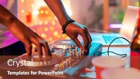  Presentation with dance music - Theme having hands-of-young-african-man background and a tawny brown colored foreground