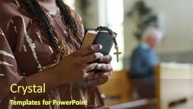  Presentation with black woman - Slide deck featuring hands-of-young-black-woman background and a tawny brown colored foreground