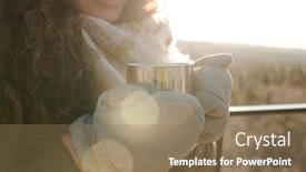  Presentation with hot tea - Colorful slide set enhanced with hands-of-young-brunette-female backdrop and a coral colored foreground
