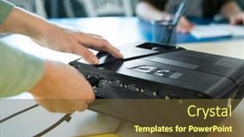  Presentation with coach - Slide deck having hands-of-young-businesswoman background and a tawny brown colored foreground