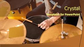  Presentation with black hands - Cool new presentation theme with hands-of-young-casual-drummer backdrop and a tawny brown colored foreground