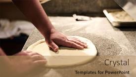  Presentation with cooking chef - Presentation with hands-of-young-chef-forming background and a coral colored foreground