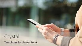  Presentation with scrolling - Colorful PPT layouts enhanced with hands-of-young-contemporary-businesswoman backdrop and a lemonade colored foreground