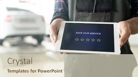  Presentation with car service - PPT layouts having hands-of-young-contemporary-repairman background and a lemonade colored foreground