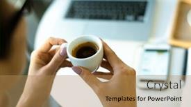  Presentation with strong black woman - PPT layouts with hands-of-young-contemporary-woman background and a coral colored foreground