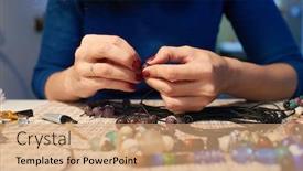  Presentation with thread - Colorful slides enhanced with hands-of-young-creative-woman backdrop and a coral colored foreground