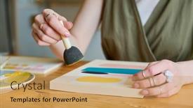  Presentation with holding hands - Slides consisting of hands-of-young-creative-woman background and a yellow colored foreground