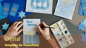  Presentation with creative-writing - Theme enhanced with hands-of-young-creative-woman and a tawny brown colored foreground