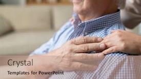  Presentation with senior care - Cool new presentation theme with hands-of-young-daughter backdrop and a coral colored foreground