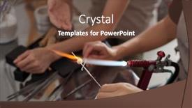  Presentation with holding hands - Colorful presentation theme enhanced with hands-of-young-female-artisan backdrop and a tawny brown colored foreground