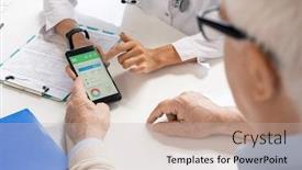  Presentation with data medical - Presentation theme enhanced with hands-of-young-female-dietitian background and a soft green colored foreground