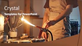  Presentation with processing - Colorful presentation theme enhanced with hands-of-young-female-lampworker backdrop and a tawny brown colored foreground