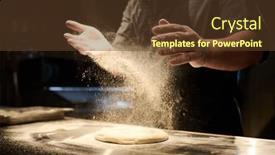  Presentation with dough - Theme consisting of hands-of-young-male-chef background and a tawny brown colored foreground