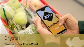  Presentation with coupon - Cool new presentation theme with hands-of-young-man-holding backdrop and a gold colored foreground