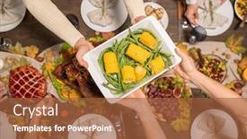  Presentation with thanksgiving dinner - Audience pleasing slide set consisting of hands-of-young-man-passing backdrop and a red colored foreground