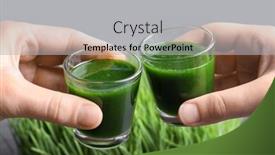  Presentation with shots - Theme with hands of young men with shots of wheat grass juice background and a light gray colored foreground