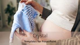  Presentation with childbirth - Slide deck featuring hands-of-young-pregnant-female background and a coral colored foreground