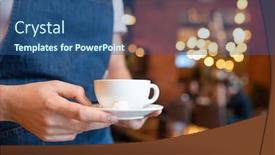  Presentation with restaurant waiter - Amazing slides having hands-of-young-waiter backdrop and a ocean colored foreground