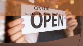  Presentation with restaurant waiter - Theme with hands-of-young-waiter background and a red colored foreground