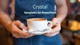  Presentation with classy - Slide deck featuring hands-of-young-waiter background and a ocean colored foreground